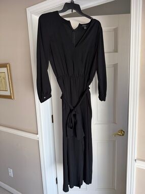 Halogen Black Long-Sleeve Tie-Waist romper